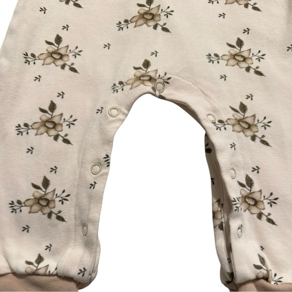 Melina & Me Floral Baby Romper 12–18M Neutral Beige Long Sleeve One Piece - Picture 3 of 5
